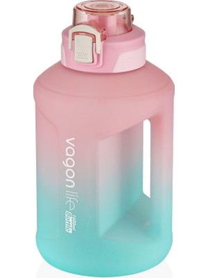 1001 1600ML Çift Renk Taşıma Askılı ve Kulplu Motivasyon Su Matarası Sticker Hediyeli SM-2307-PEMBE