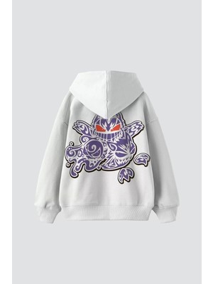 Tarzsokak Y2K Gengar Sırt Baskılı Oversize Unisex Beyaz