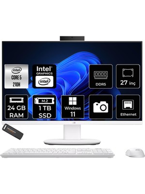 1001 V470 Intel Core 5 210H 24GB 1tb SSD 27" Fhd 100Hz W11H All In One Bilgisayar & Per4 USB Bellek 52153