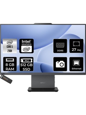 1001 Thinkcentre Neo 50A Intel Core 5 210H 8gb 512GB SSD 27" Fhd Fdos All In One Bilgisayar