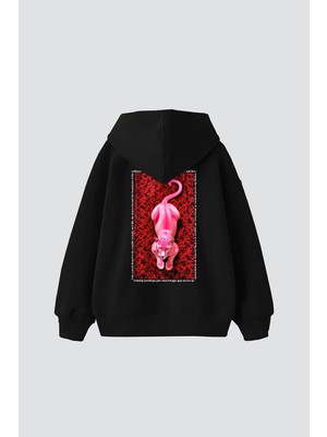 Tarzsokak Pink Panther Baskılı Oversize Unisex Siyah