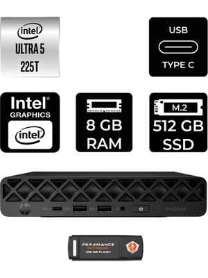 1001 Elitedesk 8 Mini G1I Aı Intel Core Ultra 5 225 8gb 512GB SSD Fdos Mini Masaüstü Bilgisayar