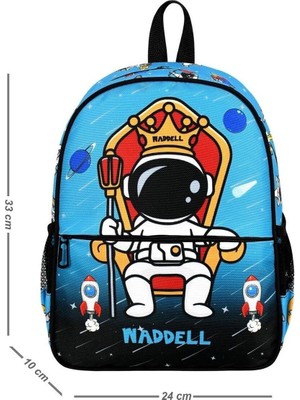 1001 Astronot Desenli Anaokulu Kreş Sırt Çantası, 24X33X10 Cm, Çok Renkli