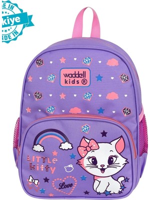1001 Kids Kedi Desenli Çocuk Sırt Çantası, 26X33X16 Cm, Lila