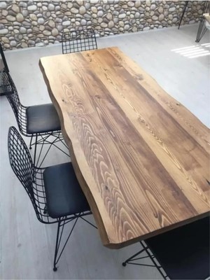 Alvera * Su Yolu Kenar Ahşap Masif Yemek Masası 80 x 180