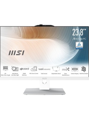 1001 Modern AM242P 1M-2089XEU 23.8 Fhd 16:9 (1920X1080) Core 5 120U 16GB Ddr5 512GB SSD Fdos Beyaz Aıo Pc