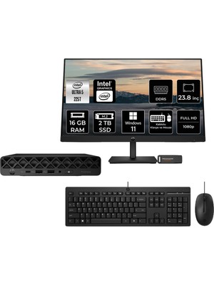 1001 Prodesk 4 Mini G1I Intel Core Ultra 5 225T 16GB 2tb SSD 23.8" W11P Mini Masaüstü Bilgisayar