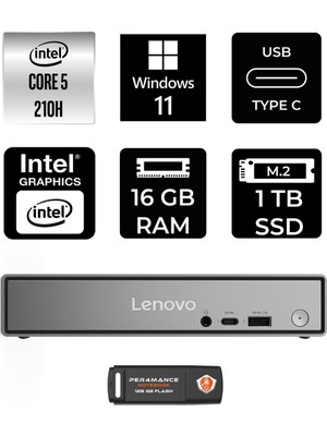 1001 Thinkcentre Neo 50Q Gen 5 Intel Core 5 210H 16GB 1tb SSD W11H Mini Masaüstü Bilgisayar