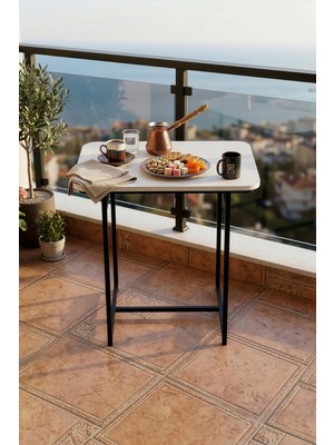 Alvera Bahçe Masası Minör 2 Kişilik Yemek Masası Şık Dayanıklı Balkon Cafe Bahçe Masa 9816 Atlantik Çam