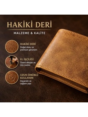 1001 Hakiki Deri Erkek Cüzdan Kahverengi – Slim Ince Tasarım, 12 Kart Kapasiteli, 2 Para Bölmeli, M