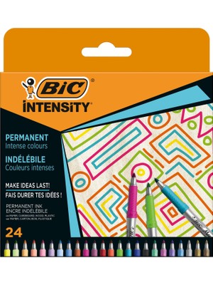 1001 Intensity Permanent Kalıcı Markör 24'lü Kutu, 24 Canlı Renk, Kauçuk Tutaç, Hızlı Kuruma, Ha