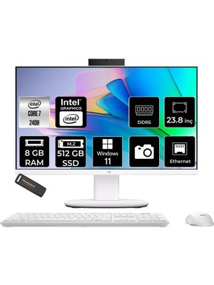 1001 V440 Intel Core 7 240H 8gb 512GB SSD 23.8" Fhd 100Hz W11H All In One Bilgisayar & Per4 USB 490392239
