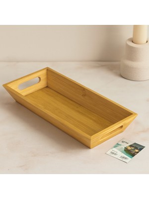 Alvera Bambu Sunum Tepsisi 16X35X4.5 cm (Çift Kulplu)