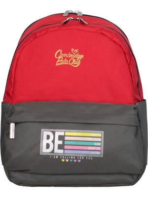 1001 Be Happy Ön Cepli Unisex Çocuk Anaokulu Çantası Kırmızı