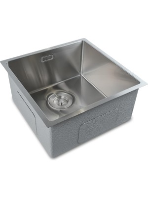 1001 Stella Premium El Yapımı Tek Gözlü 304 Paslanmaz Çelik Mutfak Evyesi 44 cm x 44 cm Platinum Sta
