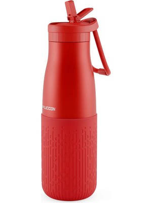 1001 Pipetli 500 ml Kırmızı Paslanmaz Çelik Matara/suluk - Silikon Gövde (Yağmur) - 50014