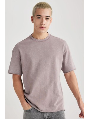 1001 Comfort Regular Fit Rahat Kalıp Bisiklet Yaka Yıkamalı Soluk Efektli Kısa Kollu Tişört B9223AX