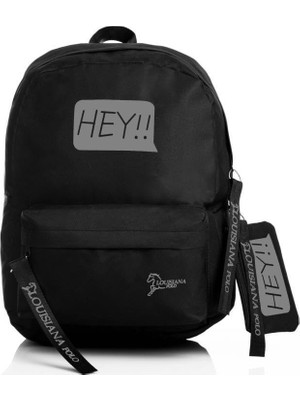 1001 Laptop Bölmeli Okul Çantası Hey!!! Siyah Füme 1525
