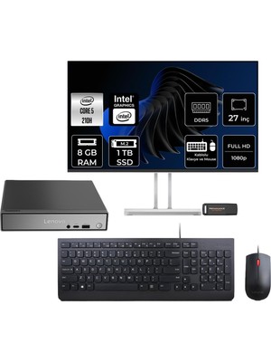 1001 Thinkcentre Neo 50Q G5 Intel Core 5 210H 8gb 1tb SSD 27" Fdos Mini Masaüstü Bilgisayar