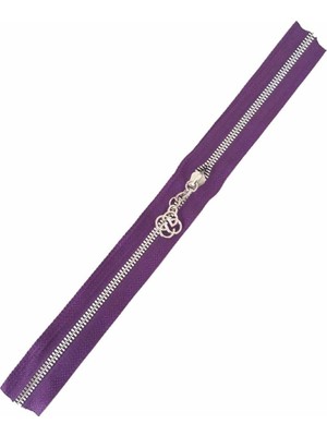 1001 Aksesuar Başlıklı Fermuar 40 cm Gümüş Metal Mor