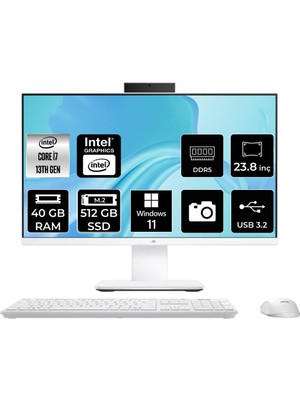 1001 V440 Intel Core I7 13620H 40GB 512GB SSD 23.8" Fhd W11H All In One Bilgisayar & Bellek