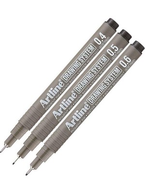 1001 Teknik Çizim Kalemi 0.4-0.5 - 0.6 mm Siyah 3 Lü Set Artline Drawing Teknik Çizim Kalemi