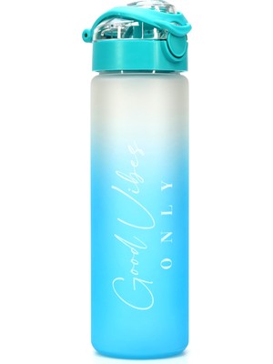 1001 Su Matarası Tritan Geniş Ağız Su Şişesi Gradient Type Spor Matarası Suluğu Bpasız 630ML Tur