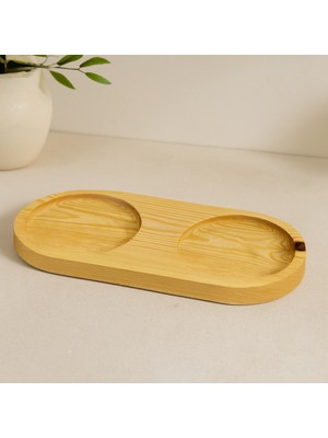 Alvera Ahşap 2 Bölmeli Oval Yağdanlık Altlık 27X12,5 cm