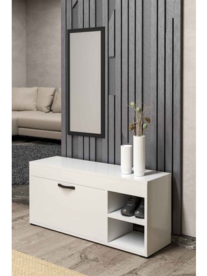 Alvera Ayakkabılık Dolabı Beyaz 90 cm