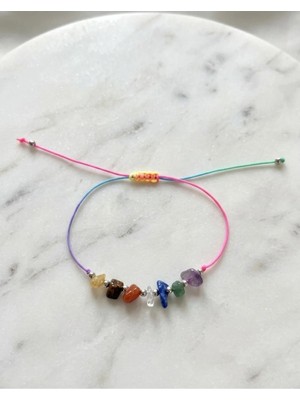 Femenino Doğal Taş 7 Çakra Bilekliği – Akik, Sitrin, Kristal Kuvars, Lapis, Aventurin, Kaplan Gözü, Ametist