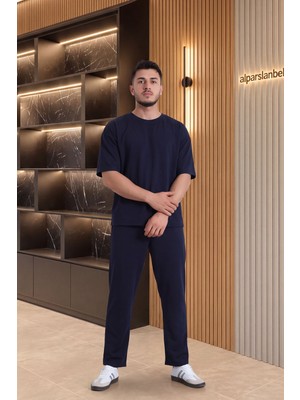 Belendir Iki Iplik Oversize Erkek Takım Lacivert