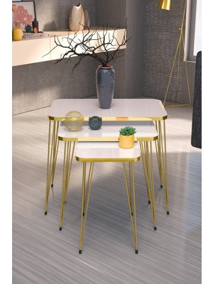 Alvera Gold Tel Zigon Beyaz 3'lü