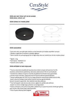 Esranın Dünyası Mat Siyah Suit 40 cm Seramik Lavabo ile Şık Görünüm