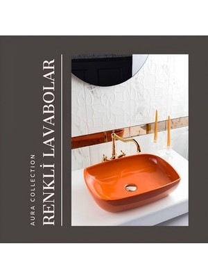 Esranın Dünyası Deliksiz Oval Turuncu Lavabo 50 cm ile Şıklık