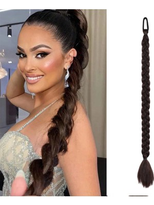 Uravas Store Ikili Örgü Lastik Tokalı At Kuyruğu / Kahverengi