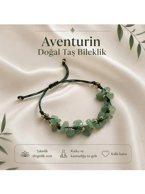 Femenino Yeşil Aventurin Doğal Taş Makrome Bileklik