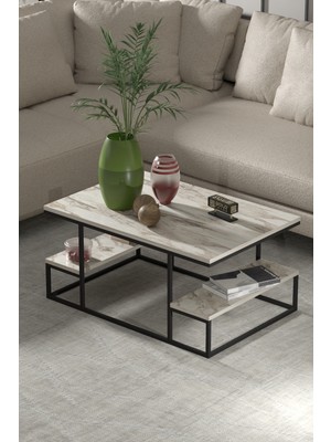 Alvera Deluxe Raflı Orta Sehpa Ekru