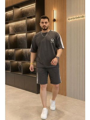 Belendir Iki Iplik Garnili Erkek Şort Takım Antrasit