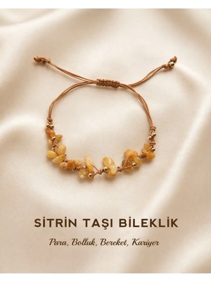 Femenino Sitrin Taşı Gerçek Doğal Taş Merdiven Örme Bileklik – Para, Bolluk ve Enerji
