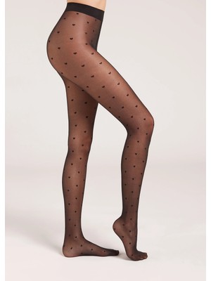 Calzedonia Mini Kalp Motifli 30 Denye Ince Külotlu Çorap