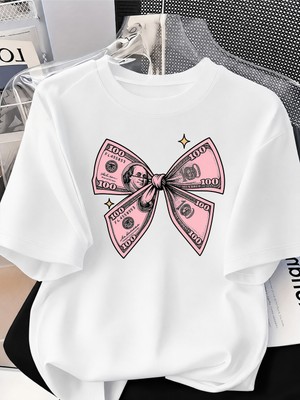 Donamod Unisex Kadın/erkek Oversize Pamuklu Kurdele Tasarımlı T-Shirt