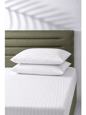 Hig Store Çizgili Saten Çarşaf Takımı Seti Lastikli Yumuşak & Parlak Tek/çift/battal Boy 30 cm Yükseklik