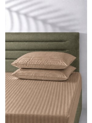 Hig Store Çizgili Saten Çarşaf Takımı Seti Lastikli Yumuşak & Parlak Tek/çift/battal Boy 30 cm Yükseklik