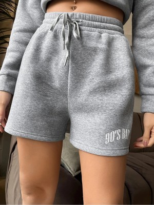 Tarzsokak Letter Graphic Drawstring Waist Şort