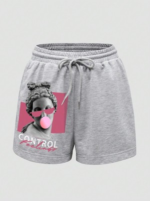 Tarzsokak Figure Graphic Drawstring Waist Şort