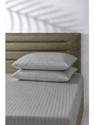 Hig Store Çizgili Saten Çarşaf Takımı Seti Lastikli Yumuşak & Parlak Tek/çift/battal Boy 30 cm Yükseklik