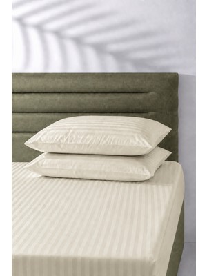Hig Store Çizgili Saten Çarşaf Takımı Seti Lastikli Yumuşak & Parlak Tek/çift/battal Boy 30 cm Yükseklik