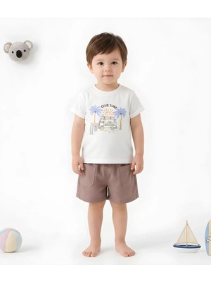 DMR Elegance 6/24 Ay Gabardin Şort Basic Tişört Bebek Takımı