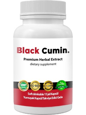 Black Cumin - Soğuk Sıkım Siyah Kimyon Tohumu Yağı ve Nigella Sativa Tohumlu 15 Soft Jel Kapsül