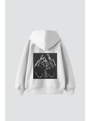 Tarzsokak 2pac All Eyez On Me Baskılı Oversize Unisex Premium Beyaz